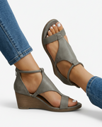 Leather Look Wedge Sandals