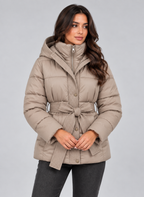 Hooded Puffer Jacket – Quilted Belted Winter Coat
