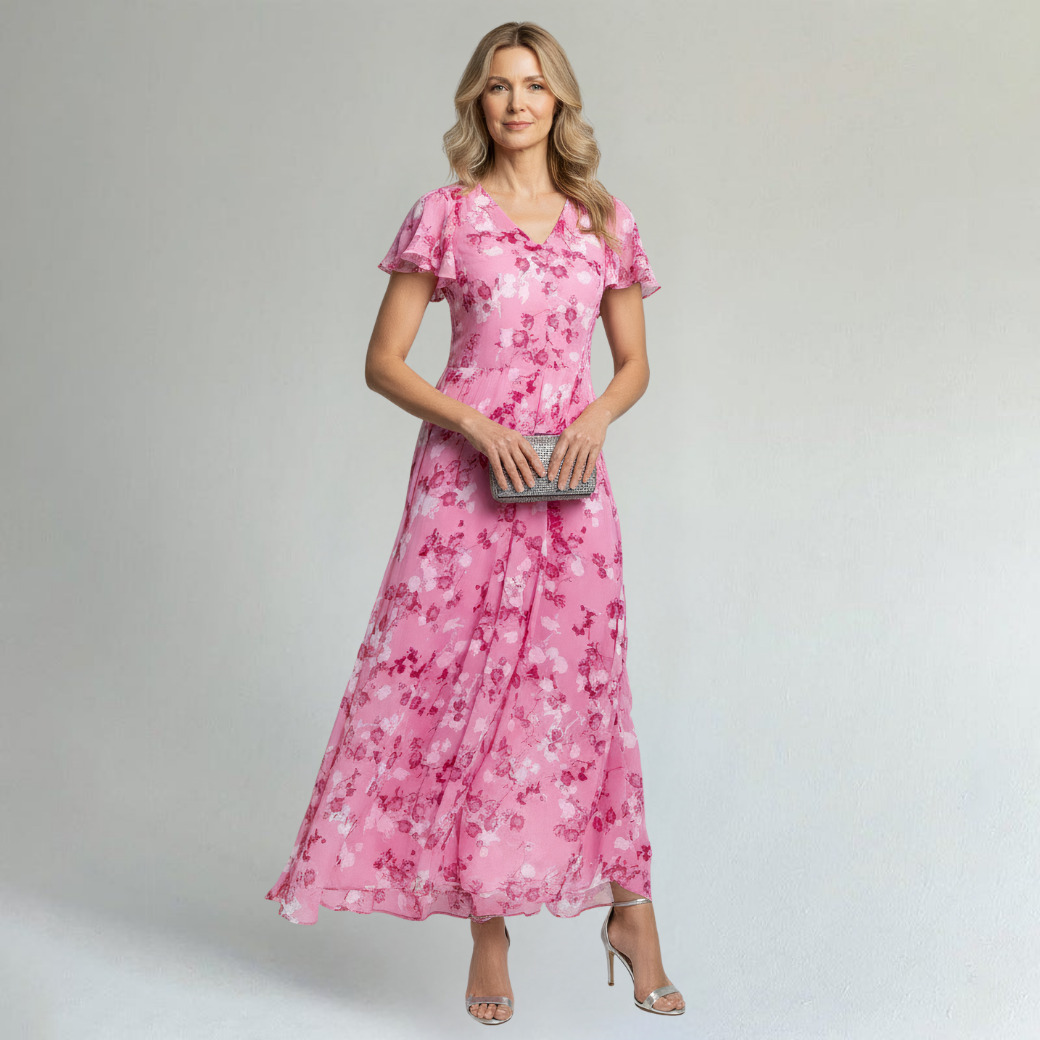 Women's Floral Chiffon Maxi Dress