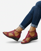 Leather Look Wedge Sandals
