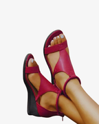 Leather Look Wedge Sandals