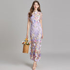 Floral 3D Appliqué Midi Dress