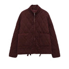 Quilted Jacket with High Collar and Patch Pockets