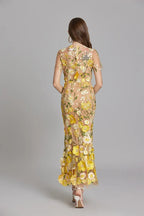 Floral 3D Appliqué Midi Dress