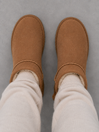 Suede Ankle Boots – Shearling Lined Winter Slip-On Shoes
