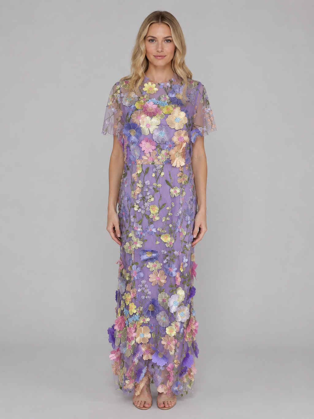 Women's 3D Floral Tulle Maxi Dress