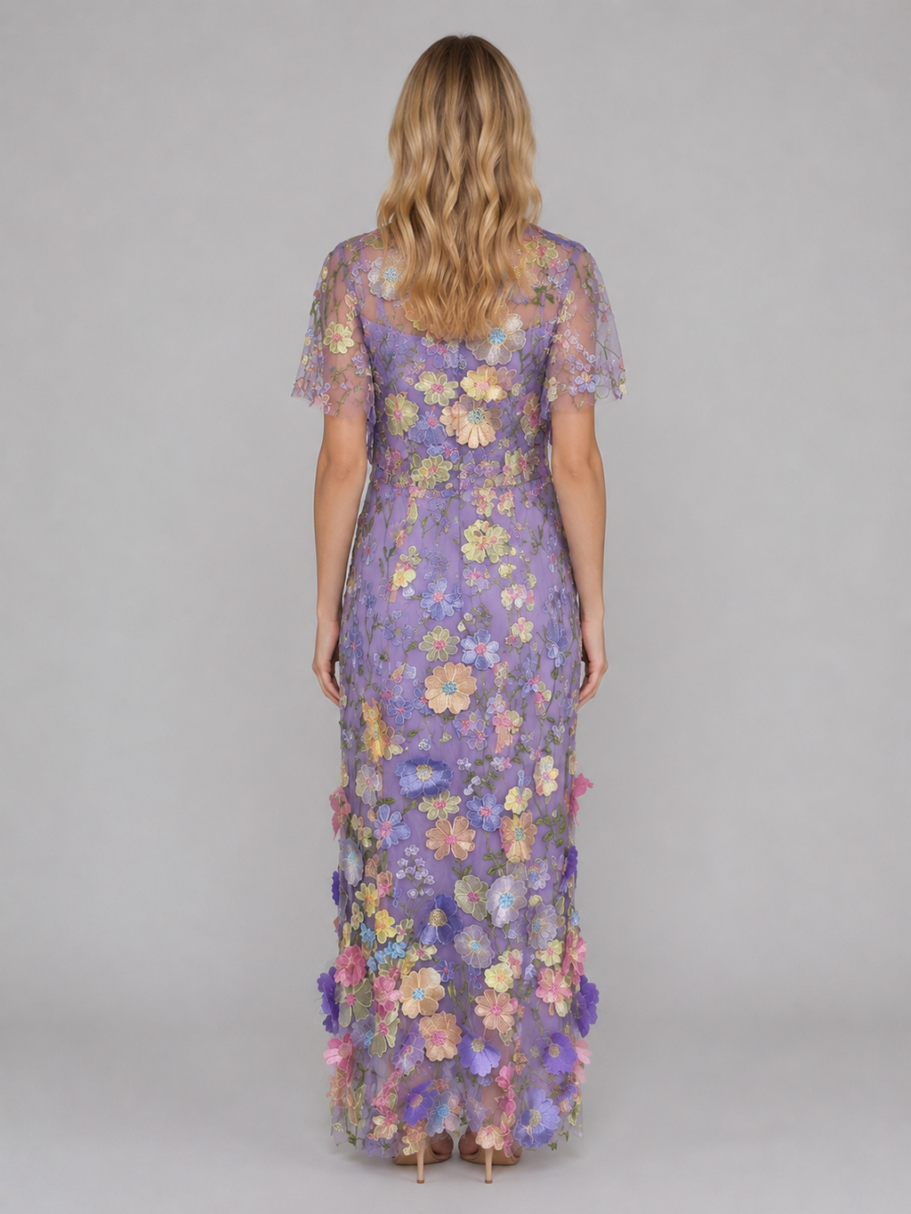 Women's 3D Floral Tulle Maxi Dress