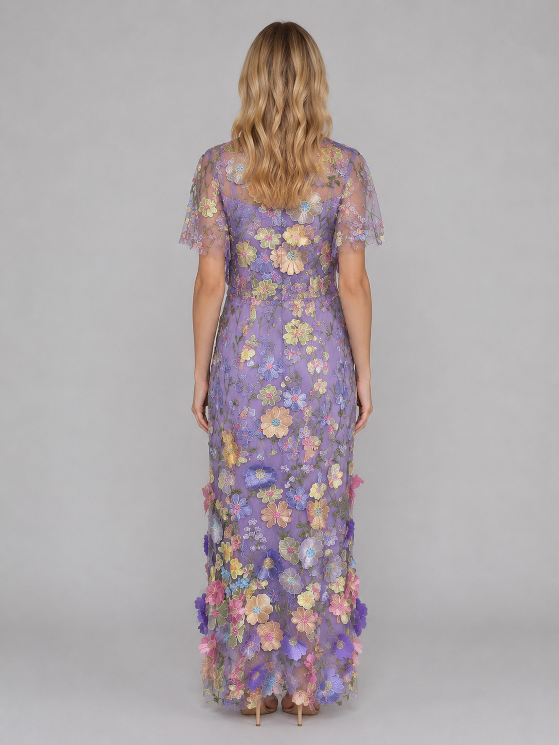 Women's 3D Floral Tulle Maxi Dress