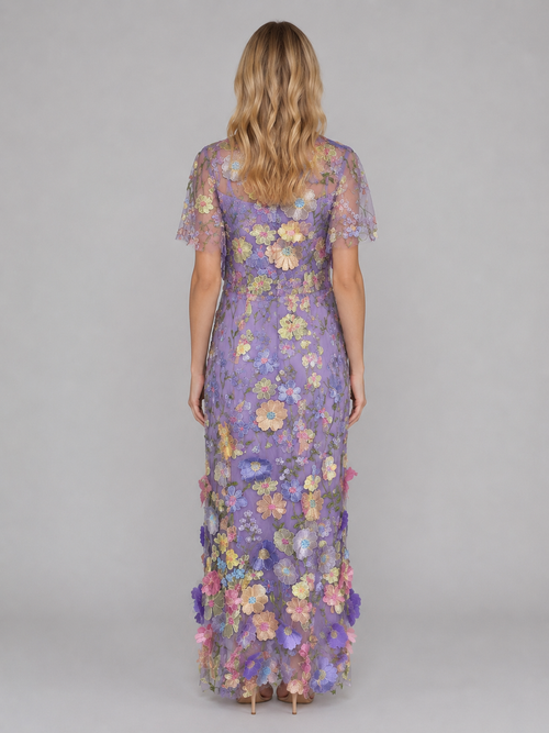 Women's 3D Floral Tulle Maxi Dress