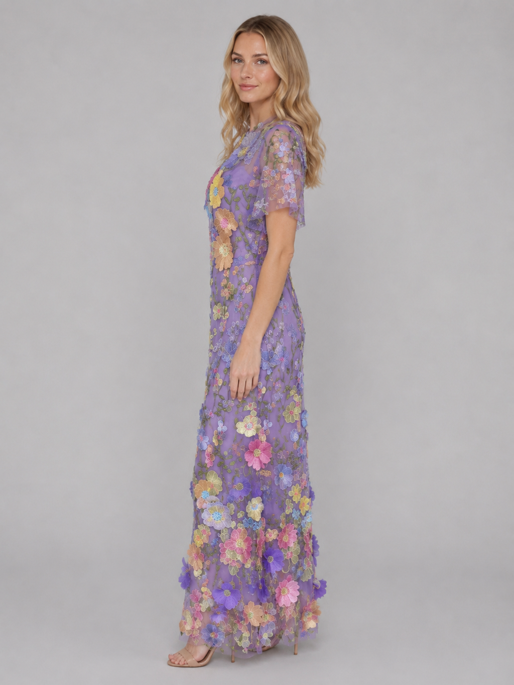 Women's 3D Floral Tulle Maxi Dress