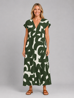 Abstract Print Maxi Dress