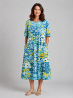 Abstract Print Midi Dress