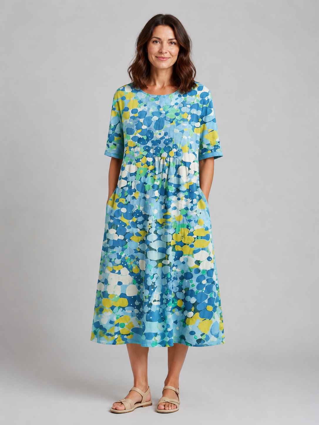 Women's Abstract Print Midi Dress