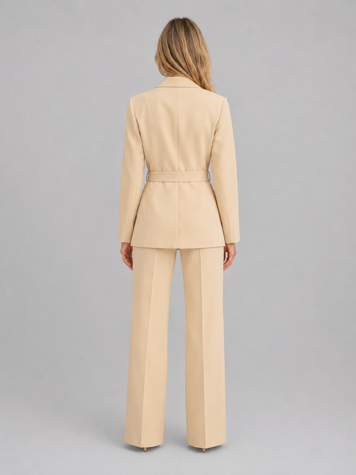 Women's Belted Blazer Trouser Set