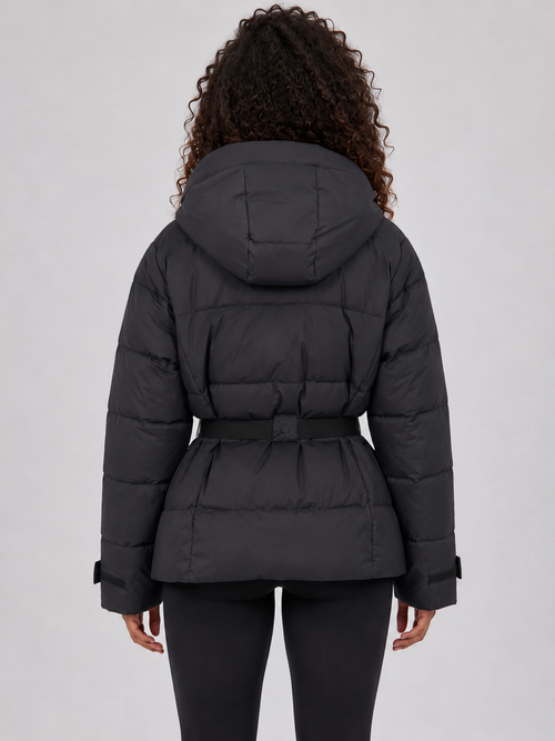 Belted Hooded Puffer Jacket – Warm Padded Winter Coat