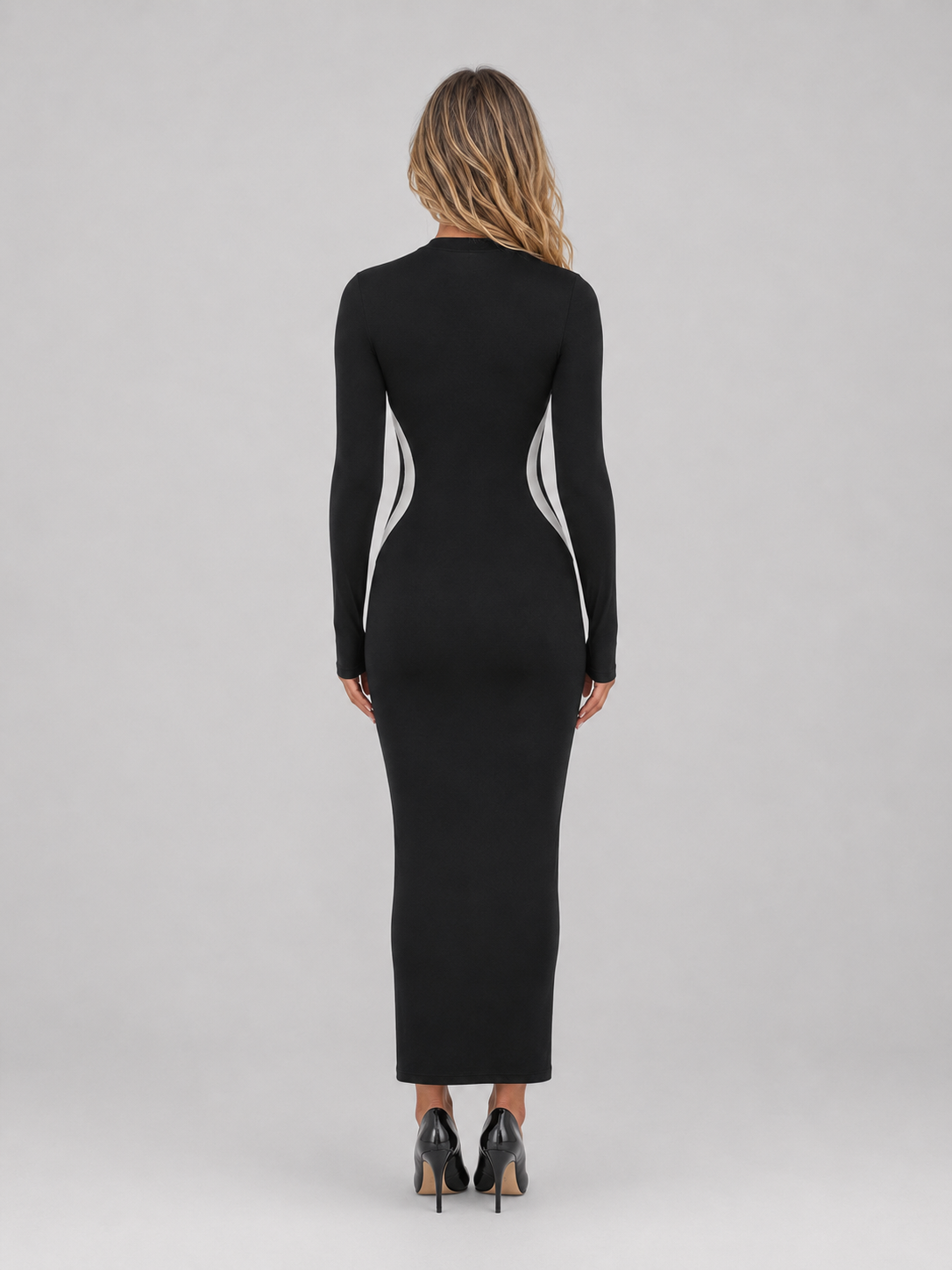 Black Long Sleeve Bodycon Maxi Dress – Slim Fit Sculpting Style