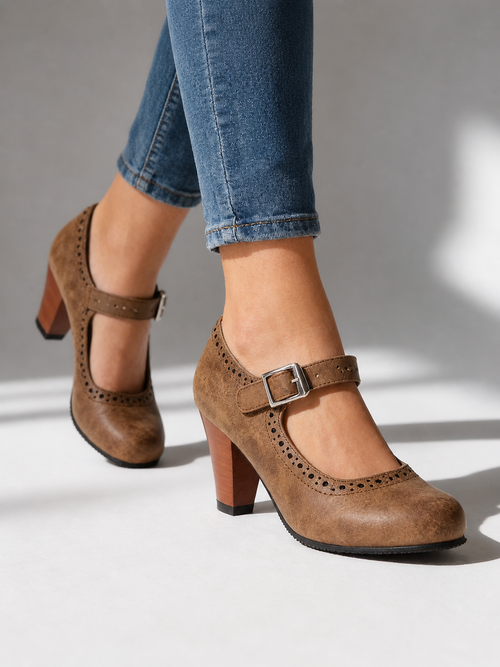 Brogue Mary Jane Heels