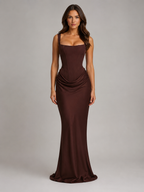 Bodycon Draped Corset Maxi Dress