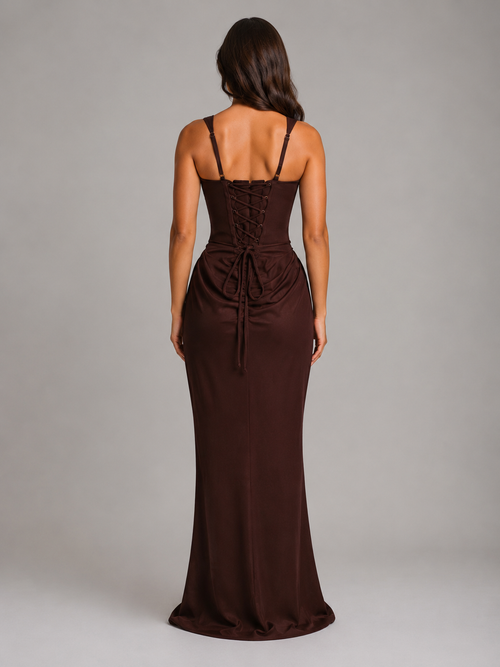 Bodycon Draped Corset Maxi Dress