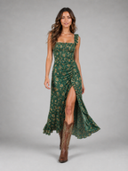 Boho Floral Side Slit Maxi Dress