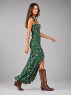 Boho Floral Side Slit Maxi Dress
