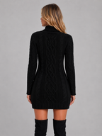 Cable Knit Jumper Dress – Roll Neck Winter Sweater Dress