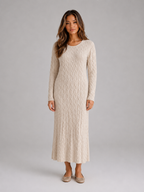 Cable Knit Maxi Dress – Long Sleeve Jumper Dress
