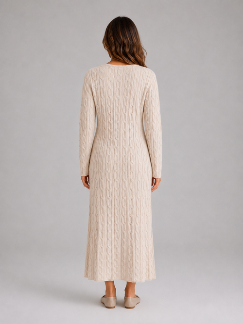 Cable Knit Maxi Dress – Long Sleeve Jumper Dress