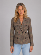 Checked Double Breasted Blazer – Tailored Smart Jacket
