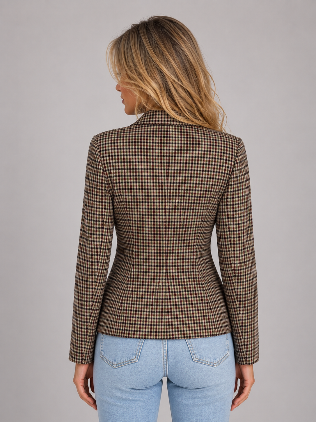 Checked Double Breasted Blazer – Tailored Smart Jacket