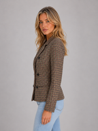 Checked Double Breasted Blazer – Tailored Smart Jacket
