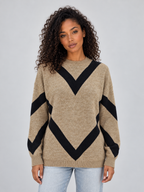 Chevron Knit Jumper – Crew Neck Relaxed Fit Pullover
