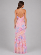Floral Chiffon Ruffle Maxi Dress