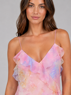 Floral Chiffon Ruffle Maxi Dress