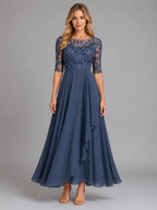 Chiffon Lace Midi Dress