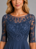 Chiffon Lace Midi Dress