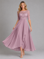 Chiffon Lace Midi Dress