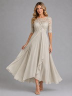 Chiffon Lace Midi Dress