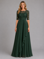 Chiffon Lace Midi Dress