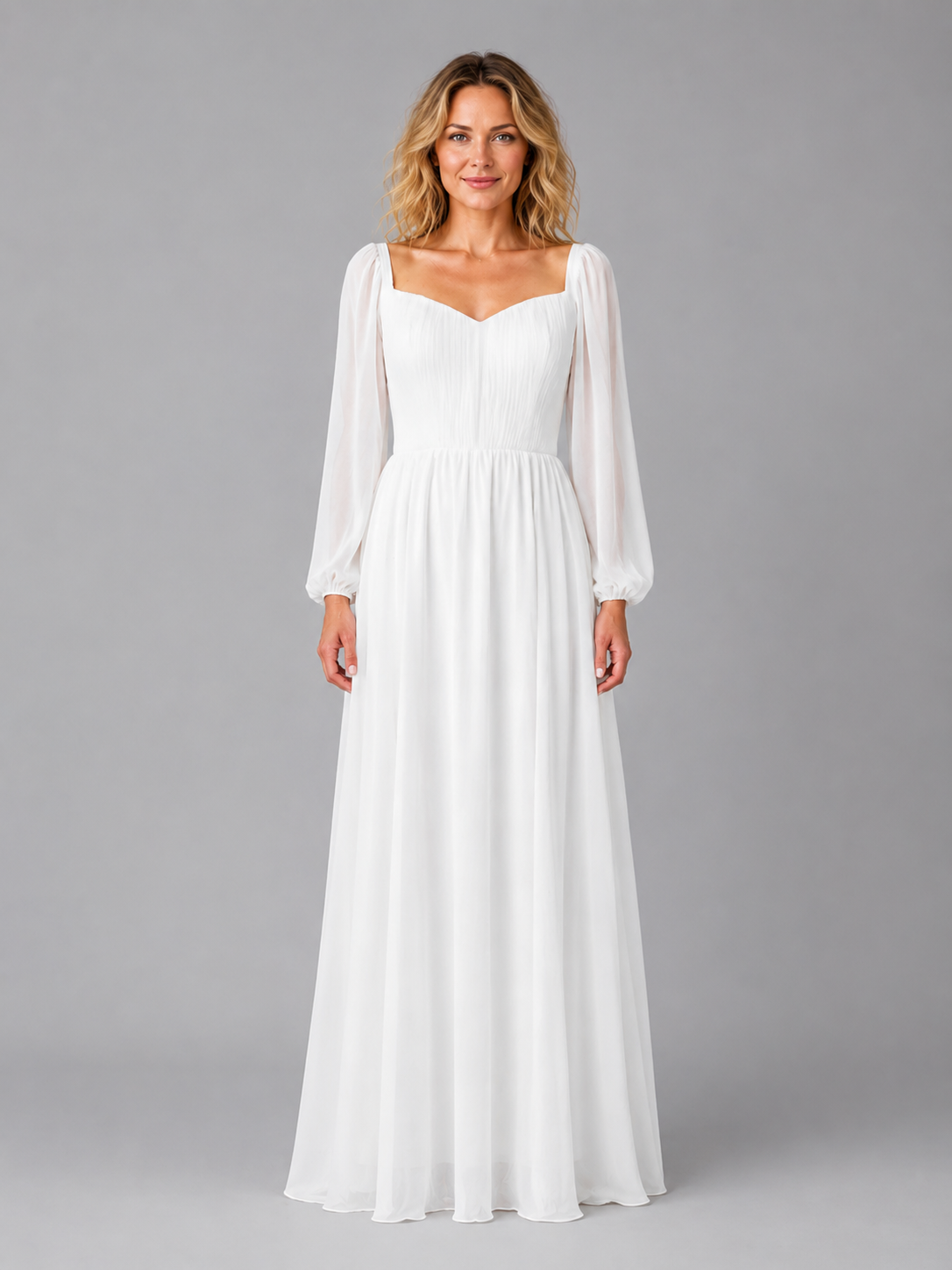 Women's Chiffon Long Sleeve Maxi Dress