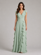 Chiffon Ruffle Maxi Dress