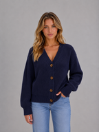 Chunky Knit Cardigan – Button Front V-Neck Soft Ribbed Jumper