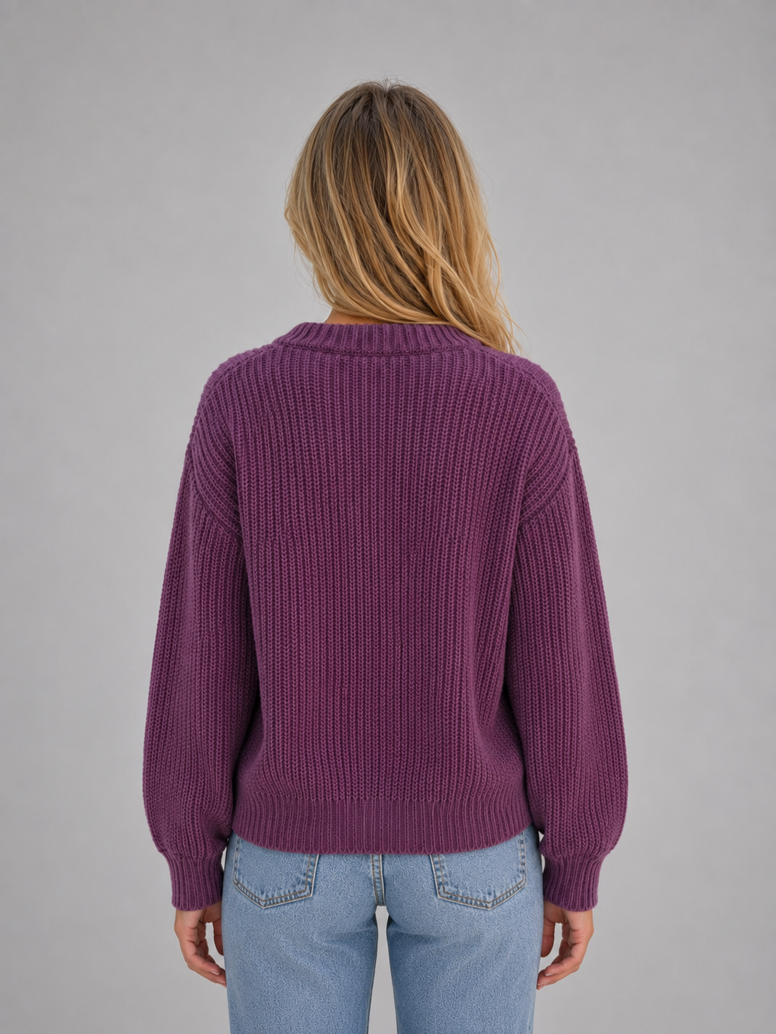 Chunky Knit Cardigan – Button Front V-Neck Soft Ribbed Jumper