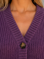Chunky Knit Cardigan – Button Front V-Neck Soft Ribbed Jumper
