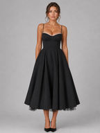 Corset Full Skirt Midi Dress
