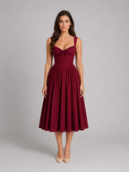 Corset Pleated Midi Dress