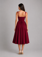 Corset Pleated Midi Dress