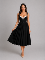 Corset Pleated Midi Dress