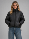 Cropped Puffer Jacket – High Neck Quilted Coat