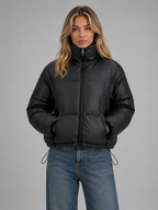 Cropped Puffer Jacket – High Neck Quilted Coat
